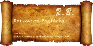 Ratkovics Boglárka névjegykártya